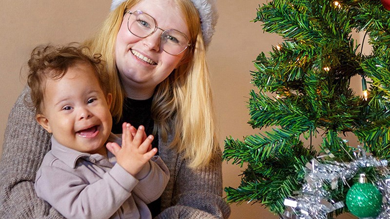 Shellie and Adonis by xmas tree